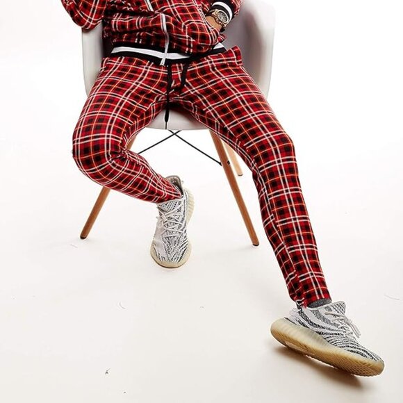 Mens Athletic Hip Hop Premium Slim Fit Track Pants Sweatpants w/ Side Taping 2XL - Picture 4 of 14